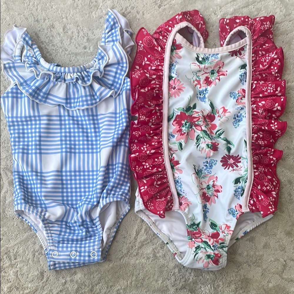 Sweet Honey Clothing Red and Blue Bodysuits with Ruffle Details bundle of 2